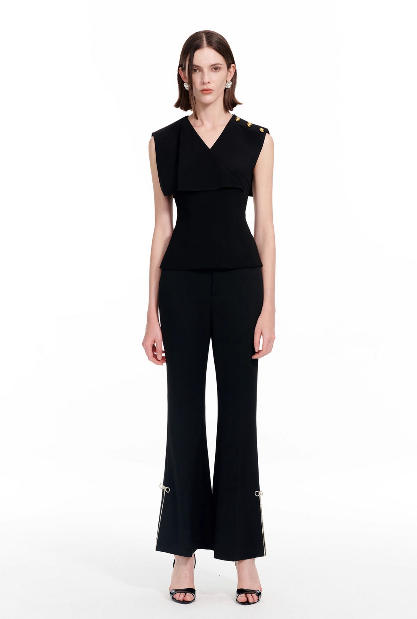 YES BY YESIR | Deconstructed Layered sleeveless Chiffon Shirt - SORALIA.