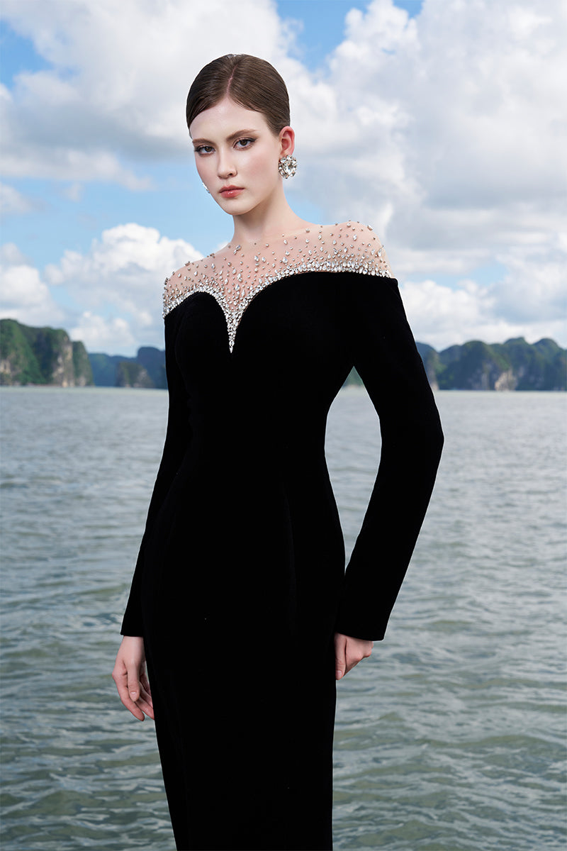off the shoulder see through dress Dulzura Mesh Long Sleeve Off Shoulder Midi Dress Women Side Slit Backless Long Dress Bodycon Sexy Party Elegant Outfits Evening Mabel Love Co