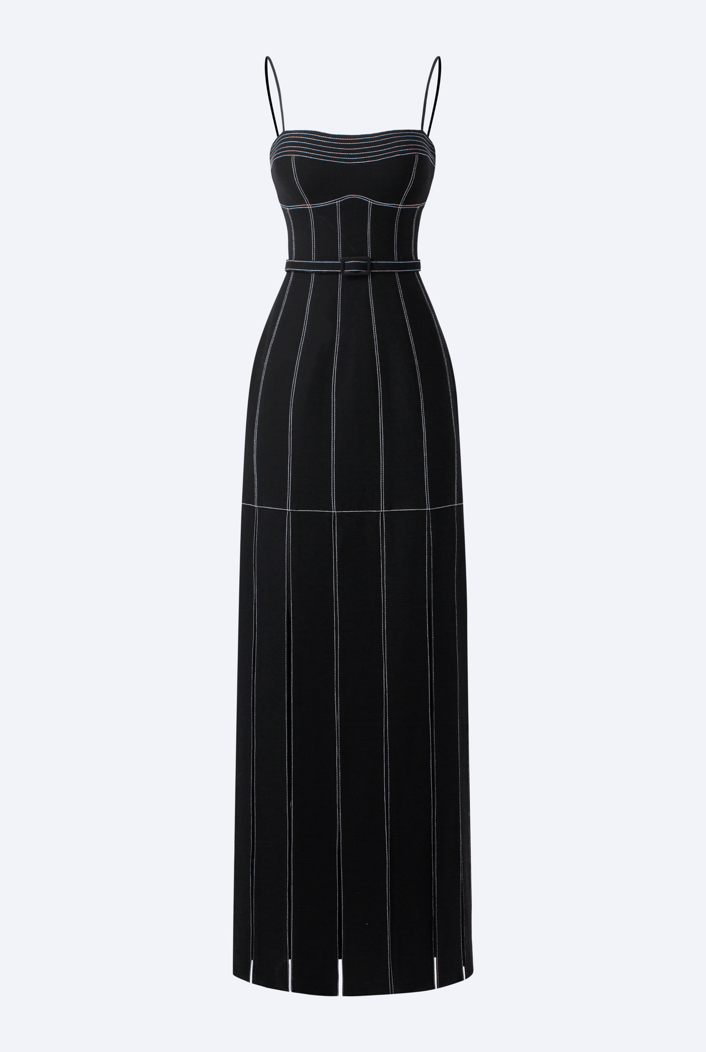 Crystal Embroidered Spaghetti Strap Maxi Dress