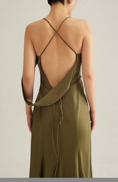 GOUDIN Evening satin high-end luxury light dress-NORA.