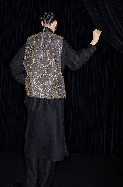 M essential Mackay designer mosaic tile embroidered vest - Gary.