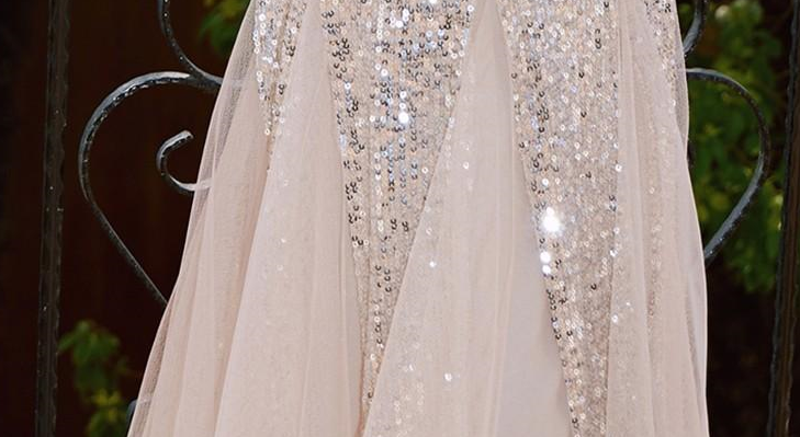 DOLLY Elegant Deep V-Neck Sleeveless Sequin Mesh Long Cocktail Dress-JUSTINA