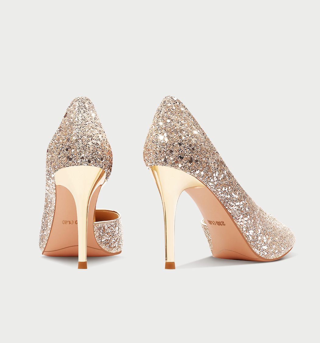 pjjuu gold side air high female summer bride's beautiful show He dress wedding shoes - SAQA