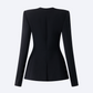 Long Sleeve Trapezoid Neckline Blazer and Flowing Skirt