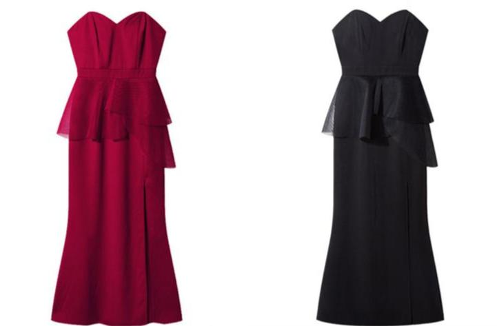 DOLLY Luxury Black Retro Chest Wrap Sleeveless Off Shoulder Long Dinner Dress-ALVINA