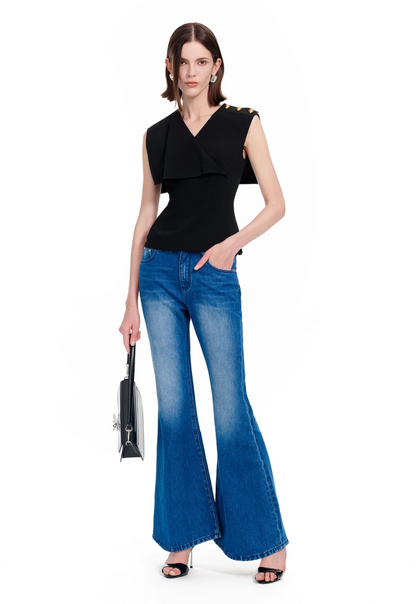 YES BY YESIR | Deconstructed Layered sleeveless Chiffon Shirt - SORALIA.