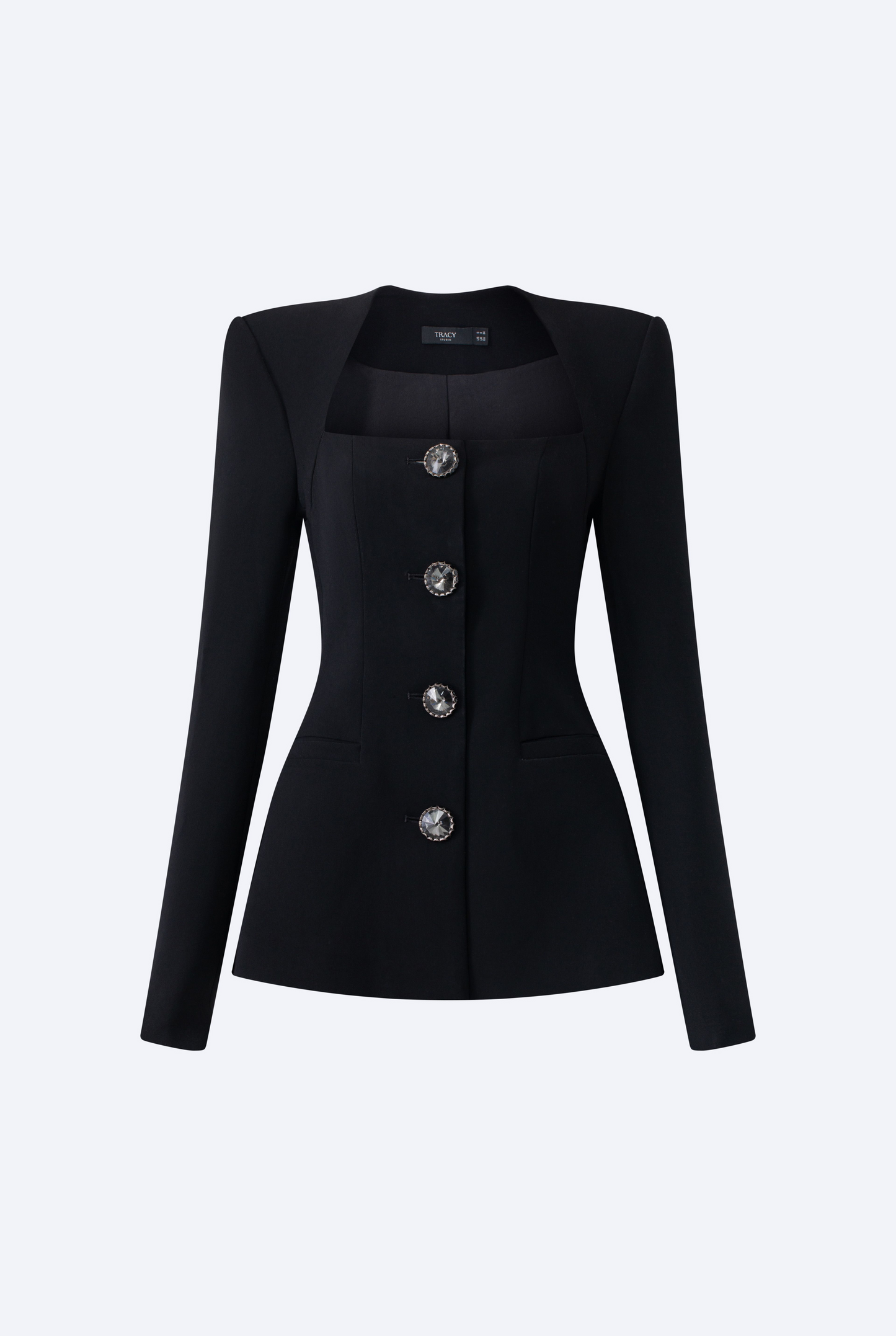 Long Sleeve Trapezoid Neckline Blazer and Flowing Skirt