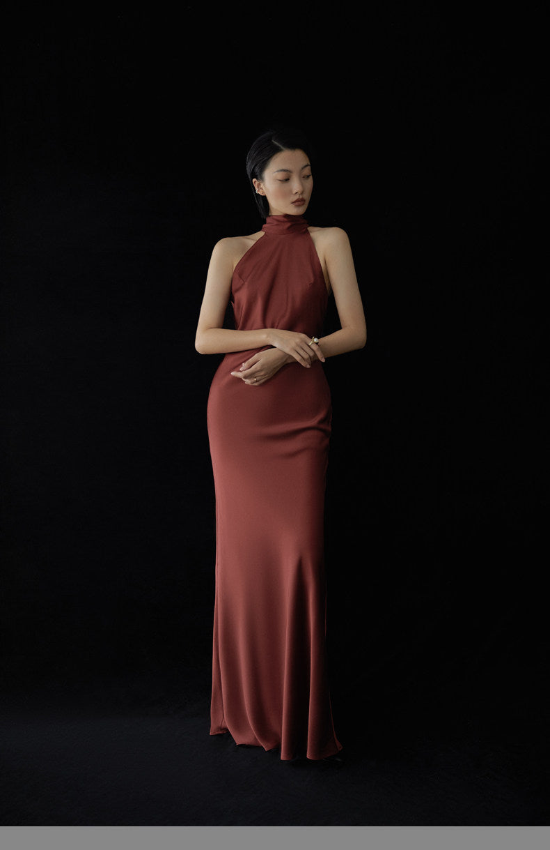 GOUDIN female wine-red high-end banquet dress-EVE.