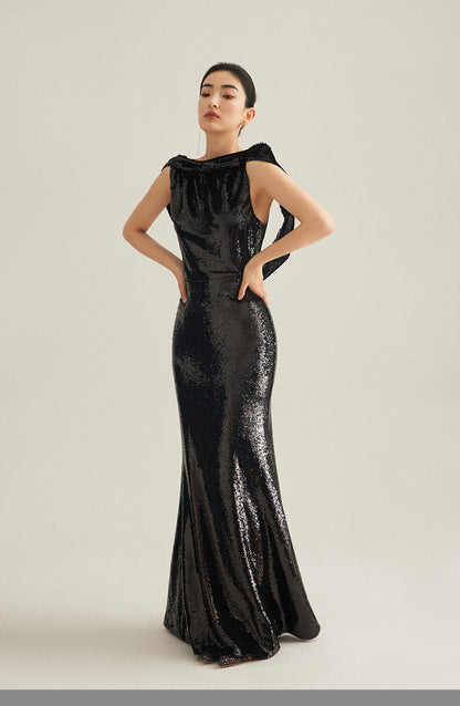 GOUDIN Evening banquet party sexy backless dress-REM.