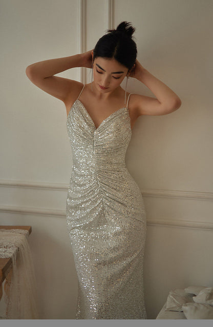 GOUDIN long banquet light luxury evening dress-LIKKY.