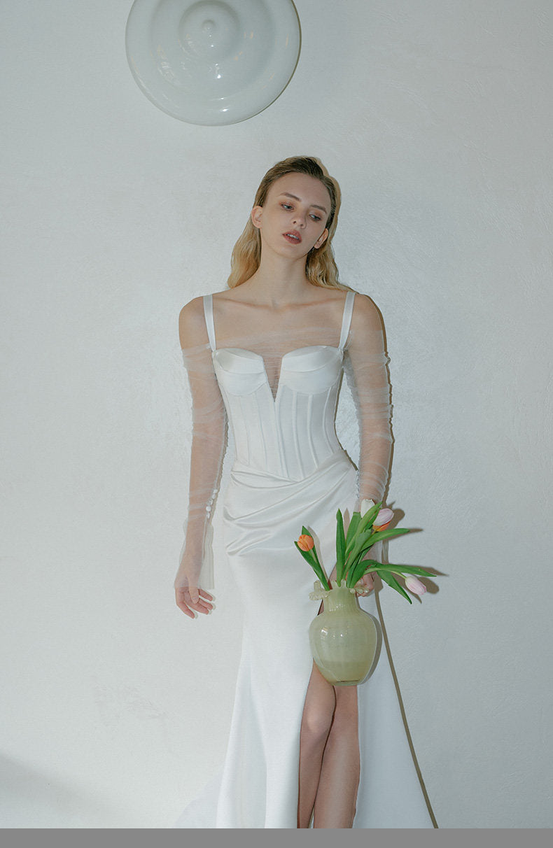 GOUDIN white design light luxury evening fairy travel dress-SEMS.