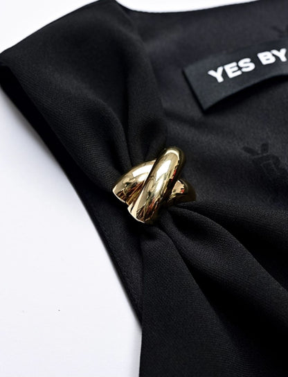 YES BY YESIR Deconstructed sleeveless V-neck midi dress - ELOHIM.