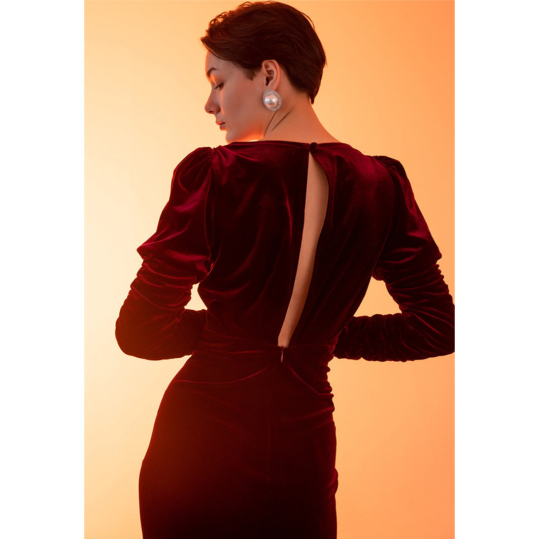 GOUDIN Long-Sleeved Autumn and Winter  High-end Evening Dress-PON.