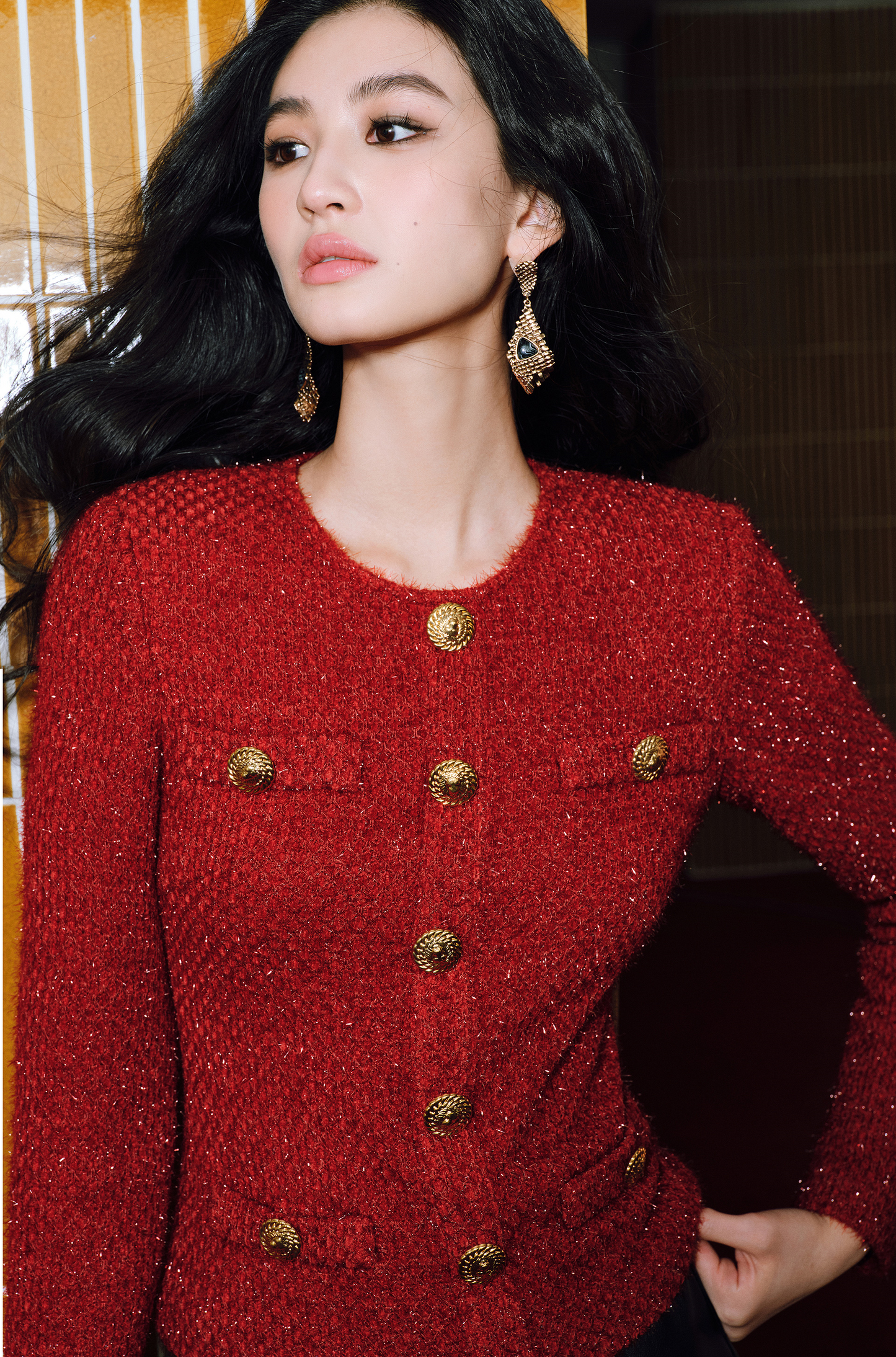 WANGXO |Wool Yarn Weave Waist Cropped Jacket- RAYA.