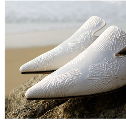 B-FEI design plant ginkgo French flat soles mule - Xia