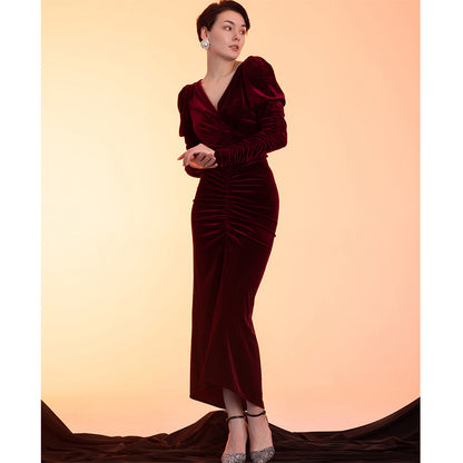 GOUDIN Long-Sleeved Autumn and Winter  High-end Evening Dress-PON.