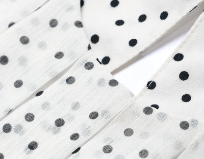 WANGXO Chiffon Blouse with Custom Velvet Polka Dot Print - MAEVE.