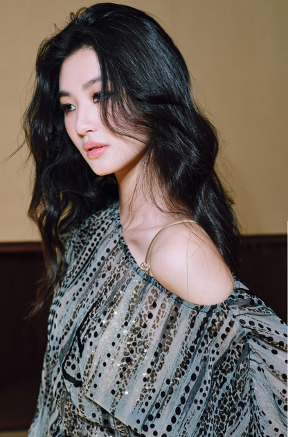 WANGXO | Sheer Silk French Retro Leopard & Polka Dot Loose Top -LYRA.