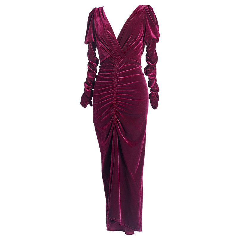 GOUDIN Long-Sleeved Autumn and Winter  High-end Evening Dress-PON.