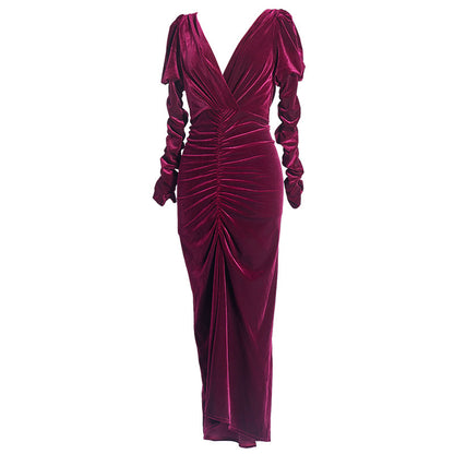 GOUDIN Long-Sleeved Autumn and Winter  High-end Evening Dress-PON.