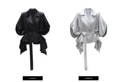 WANGXO | Acetate Double-Faced Satin Pleated Dolman Sleeve Belted Short Trench Coat-LARA.