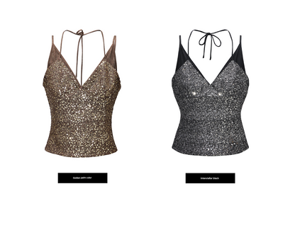 WANGXO | Hand-Stitched Adjustable Two-Piece Halterneck Sling Top -SENA.