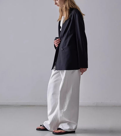 NOTHING WRITTEN facade pattern white jeans high waist commuter straight pants -LILY.