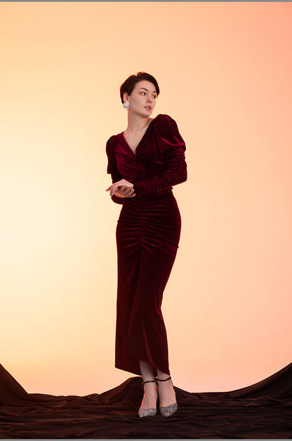 GOUDIN Long-Sleeved Autumn and Winter  High-end Evening Dress-PON.