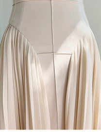 Highend sleeveless beige side pleated dress - Amira – GOOD GIRL REBEL