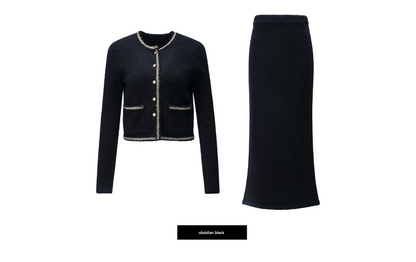 WANGXO | Luxury Peruvian Alpaca Wool Silk Blend Outfit Set of Jacket and Skirt- LANI.