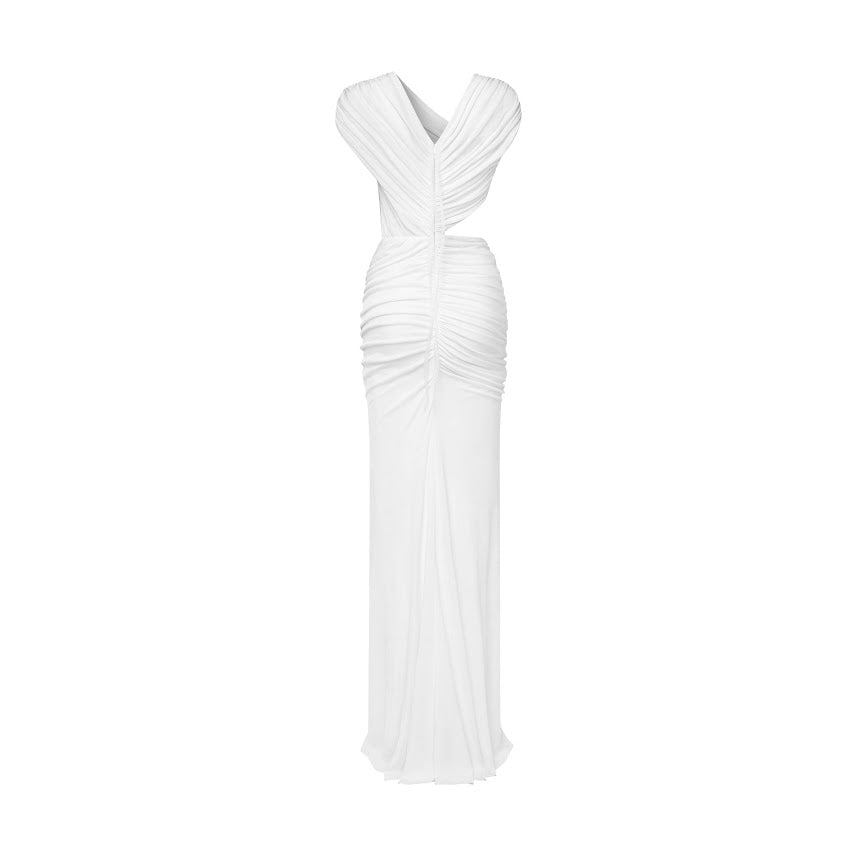 Tonyy Goddess inspired white Pleated Gown - White Storm