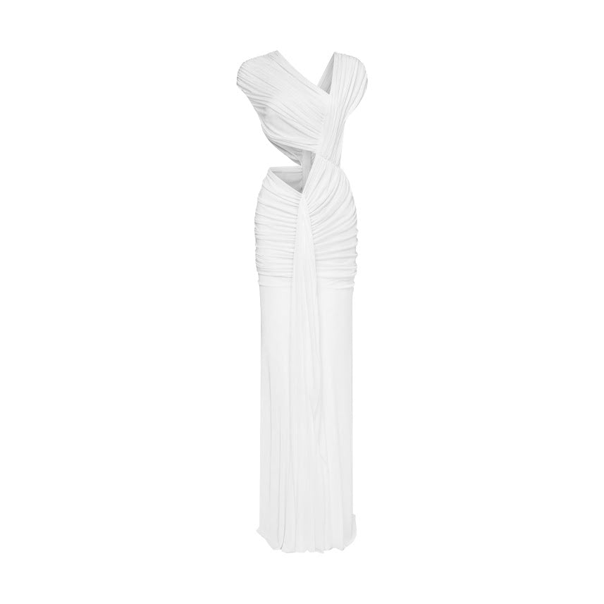 Tonyy Goddess inspired white Pleated Gown - White Storm