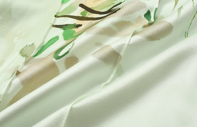 ZHUCHONGYUN flower draft lace-up mulberry silk suspender top-KAZUNARI.