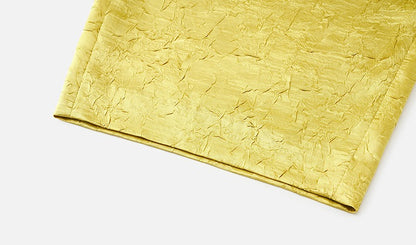 ZHUCHONGYUN loose tapered gold wrinkled satin trousers and top set--RIRI