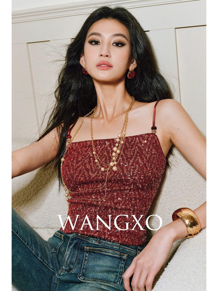 WANGXO Heavy Star Glyph Sequins & Glass Bead Embellishment on Luxury Slim Fit - TESS