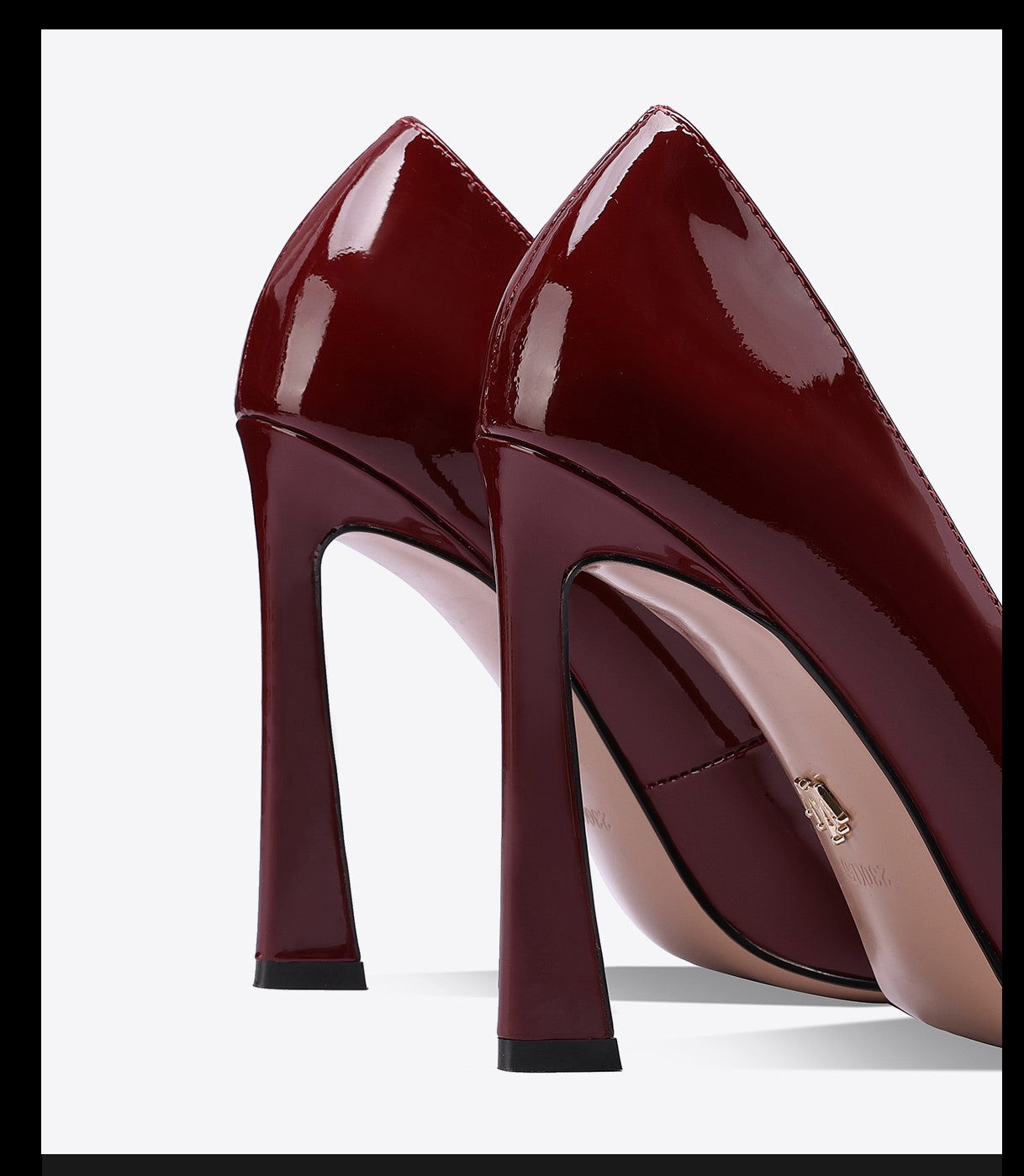 Fab Fei autumn patent leather sexy stiletto burgundy pumps square toe heel - Nina