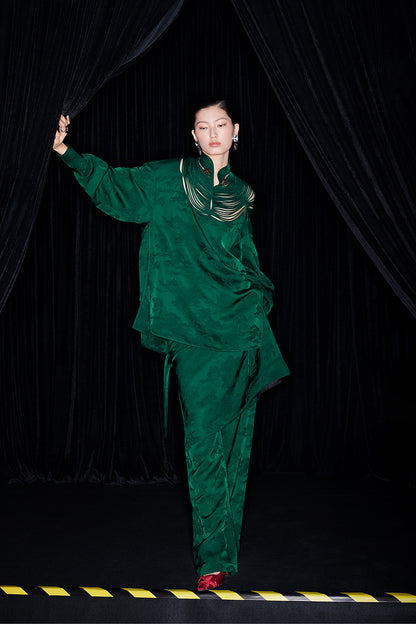 M essential Mackay designer Jacquard dense stand string neck top dress skirt pant set - Asaha