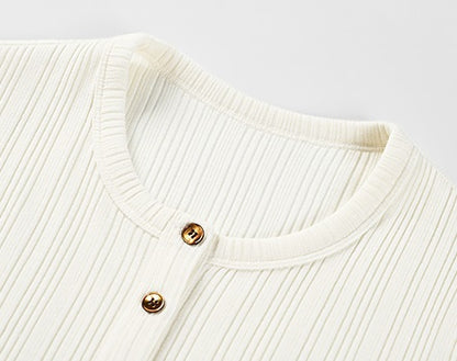 COMME MOI Lu Yan designer new women's Henry collar wool base T-shirt - OLIVIA.