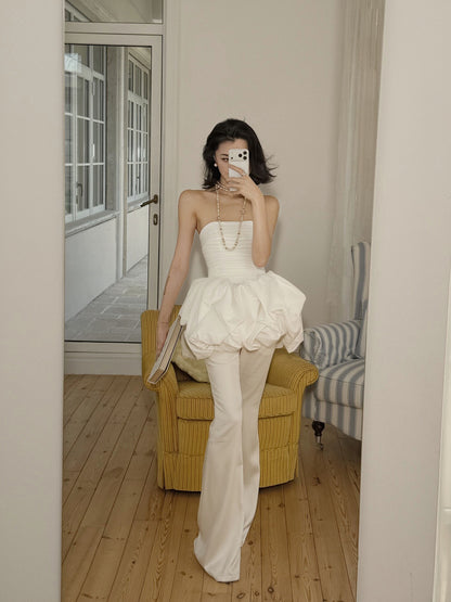 MEI SANGUAN three-color French retro slim bandeau dress - NADIA