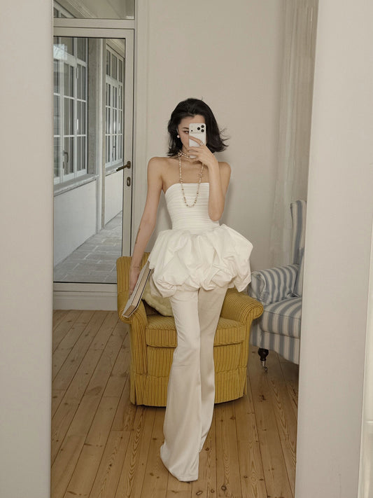 MEI SANGUAN three-color French retro slim bandeau dress - NADIA