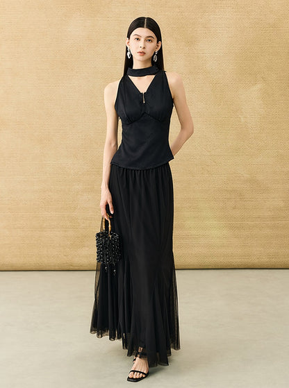 HECO Chinese Acetate V-Neck Waist Small Vest Top - ZEPH.