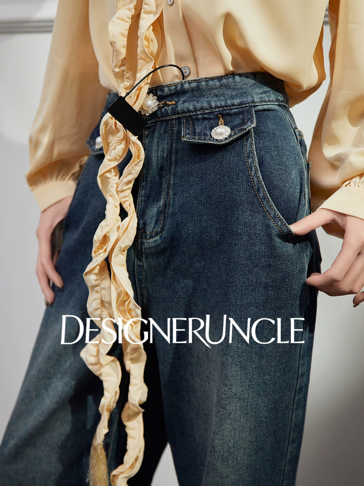 DGU "Lan Shape" Blue Jeans New Retro Wide-leg High-Waist Slimming Versatile Pants - VIE ?