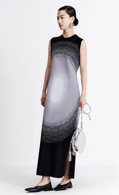 ZHUCHONGYUN Round Opening Jacquard Close-up Sleeveless Dress-GIN.