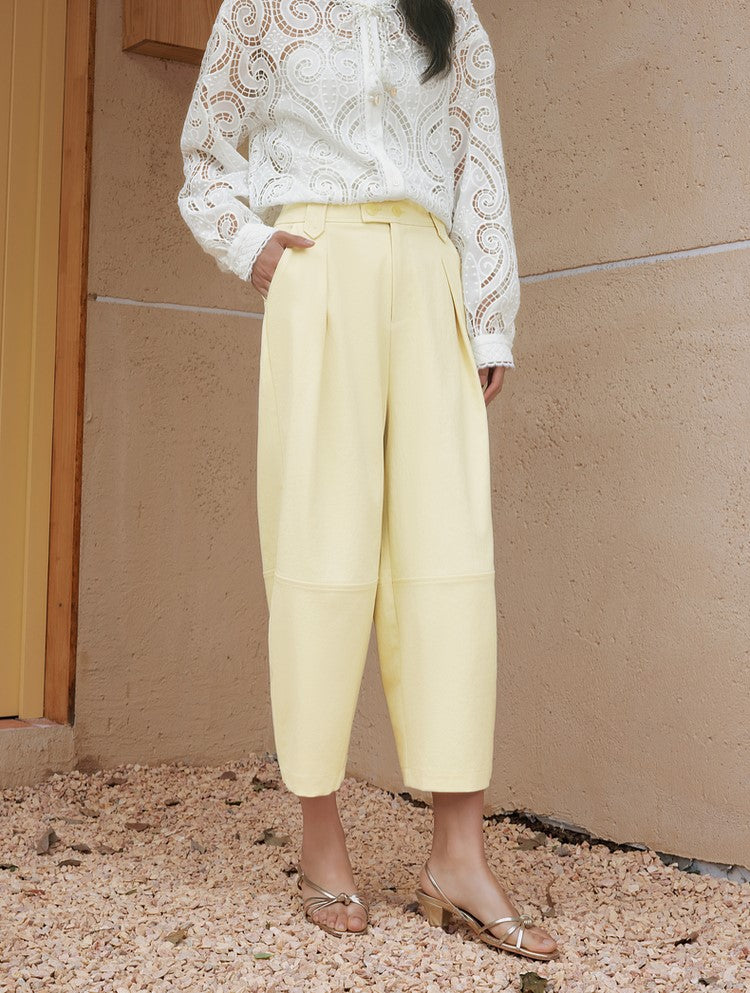 SUSHE eight-point straight banana relaxed wide-leg pants-KATY