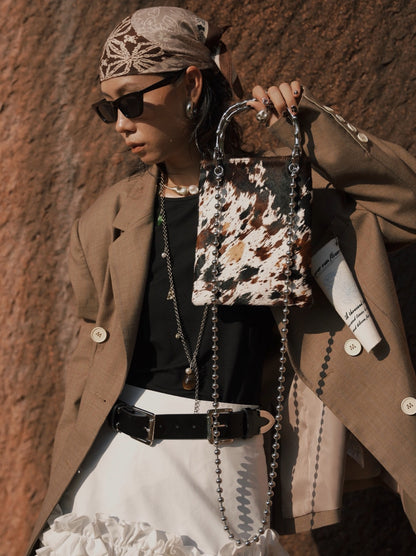 IUBALLET  New Metal Bamboo One Shoulder Crossbody Chain Bag - LAKE.