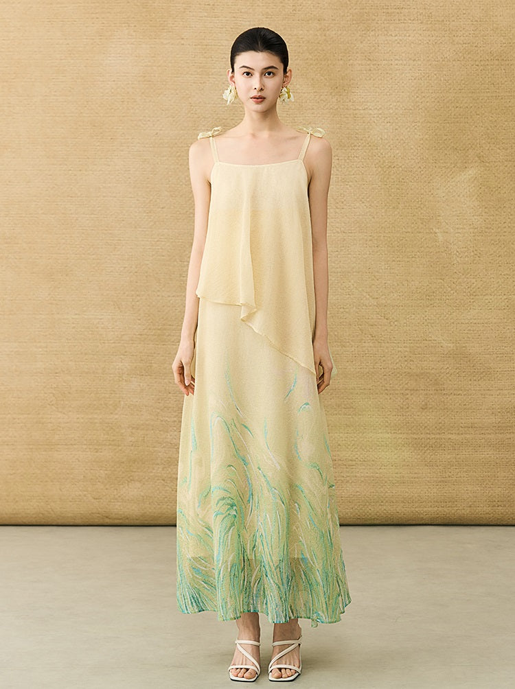 HECO Chinese Layered  Summer Smudge Temperament Long dress- ZING.