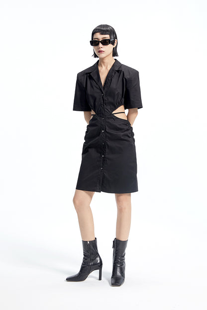 TINY IN shirt padded shoulder waist dress-CHIZZY