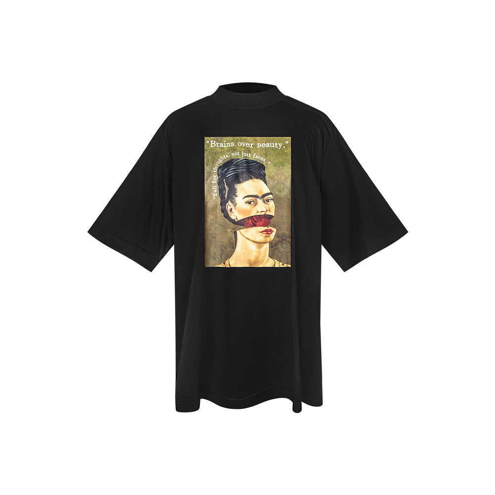 TUYUE Frida art print crew neck mercerized cotton short-sleeved T-shirt- ARCHER.