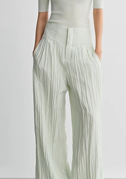 COMME MOI high-waisted pressed pleated wide-leg pant - TOBIAS.
