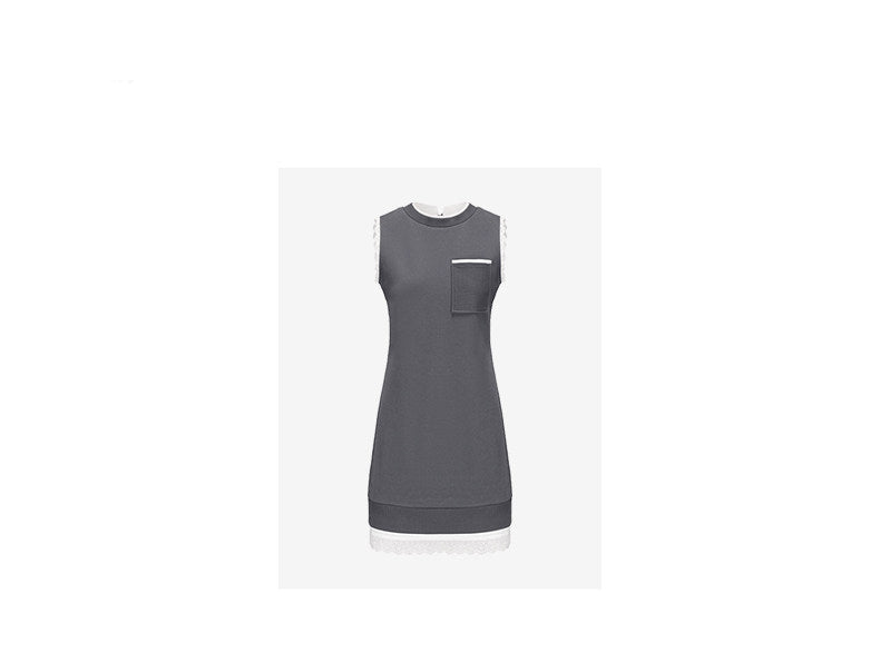 ATELIER MISS LU Lace-panelled Straight-fitting Vest Dress - DOSEY